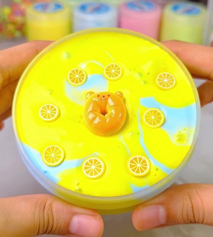 LEMON BEAR THICK Glossy SLIME + EXCLUSIVE CHARM (Premium Slime)